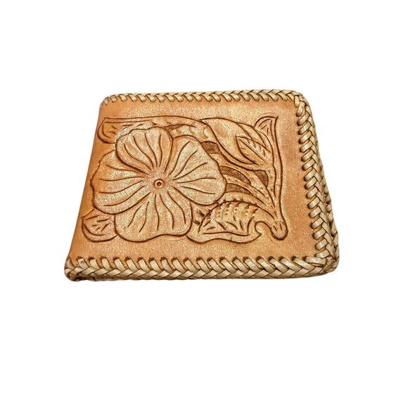 Vintage Other - Vintage 70's 80's Mens Hand Tooled Floral Western Cowboy Style Wallet Billforld